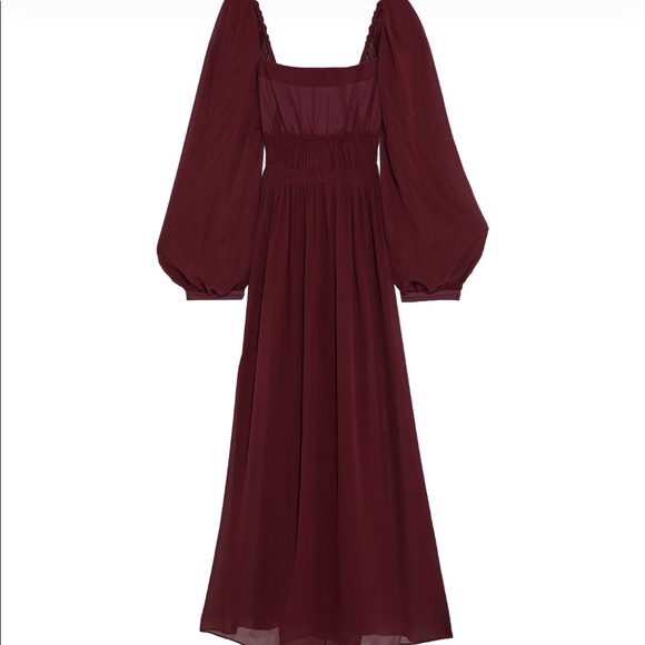 DKNY poet silk dress midi with puff sleeves S